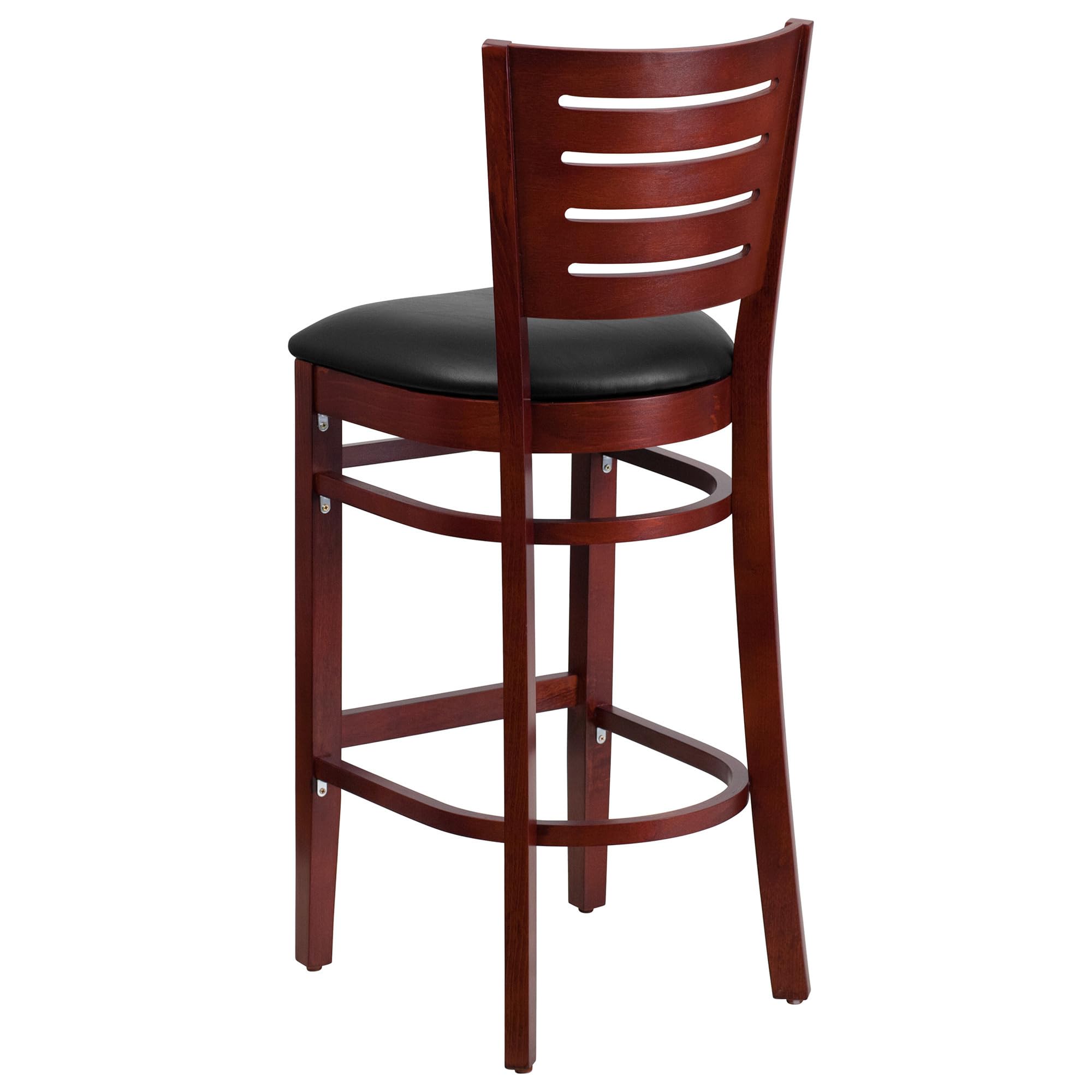 Flash Furniture Darby Series Slat Back Walnut Wood Restaurant Barstool - Burgundy Vinyl Seat