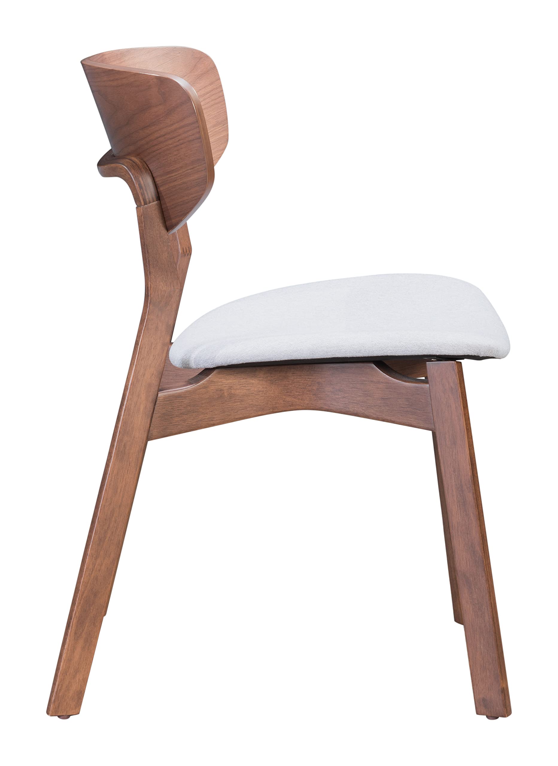Zuo Modern Russell Dining Chair Set Rubber Wood, Foam, Fabric Walnut, Light Gray Indoor Weight Capacity 220 lbs Dimensions: 20.1" W x 22" D x 30.5" H Pack of 2