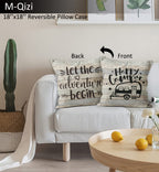 Camper Sweet Camper Decorative Doormat 17   X30   ,Happy Camper Let The Adventure Begin Reversible Throw Pillowcase 18   X18   ,