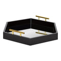 Kate and Laurel Lipton Modern Hexagon Mirrored Tray, 18 x 18, Black and Gold, Midcentury Decorative Serving Tray for Storage and