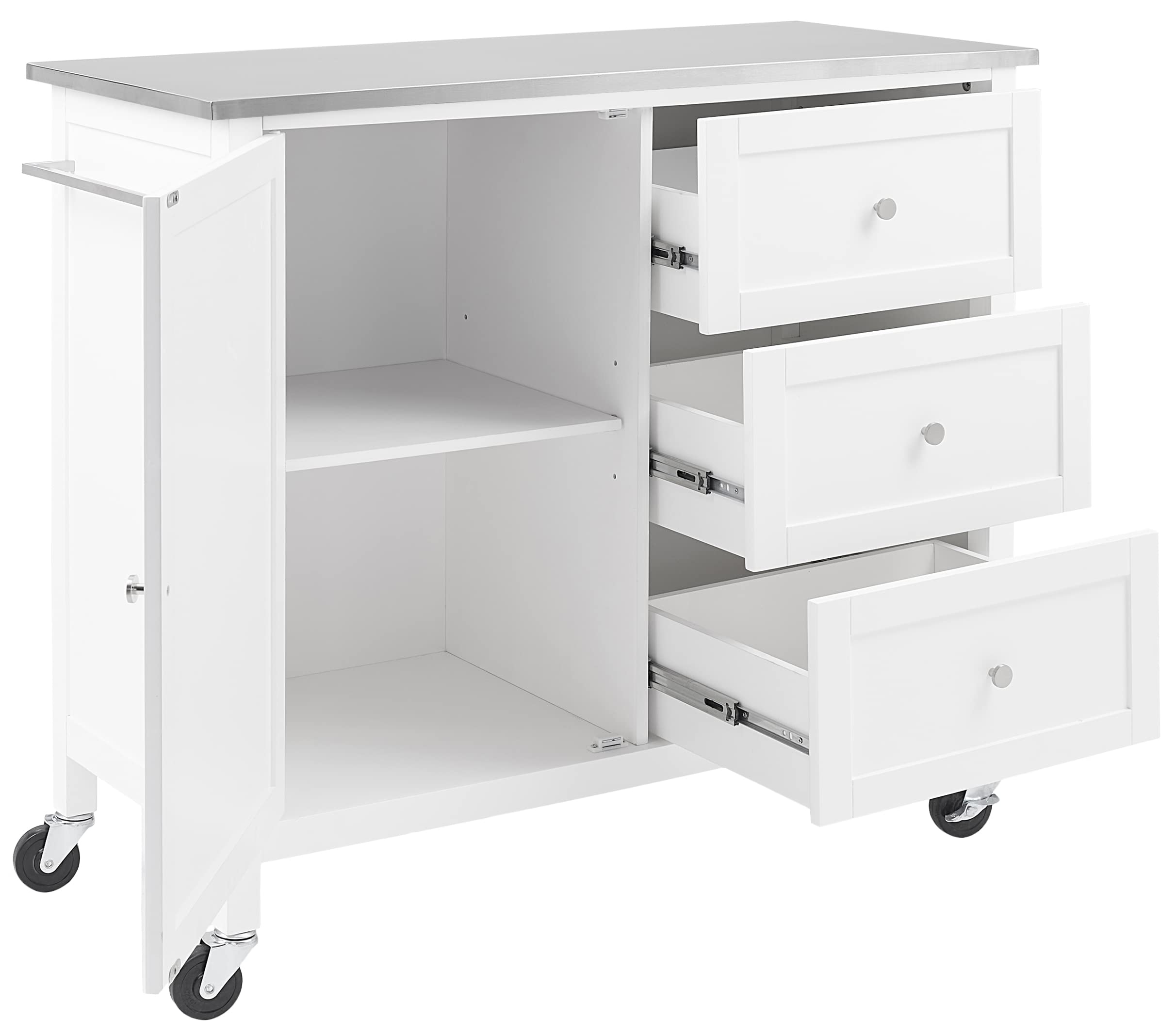 Crosley Furniture Cambridge Stainless Steel Top Rolling Kitchen Island Storage Cart - Thumbnail 3