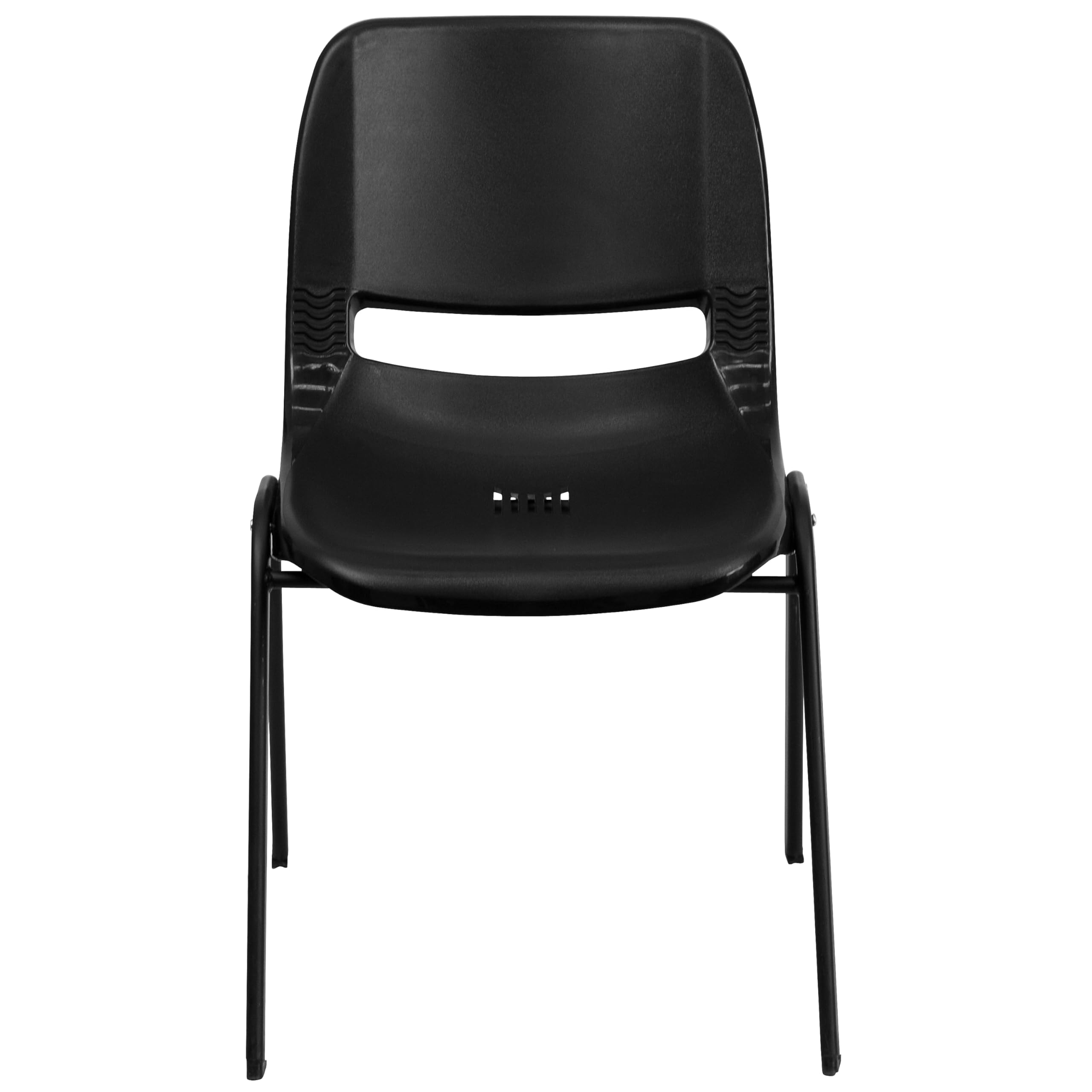 Flash Furniture HERCULES Series 440 lb. Capacity Kids Black Ergonomic Shell Stack Chair with Black Frame and 12 Seat Height (17