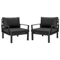 Hamilton Aluminum Patio Armchairs With Cushions Set of 2 in Black