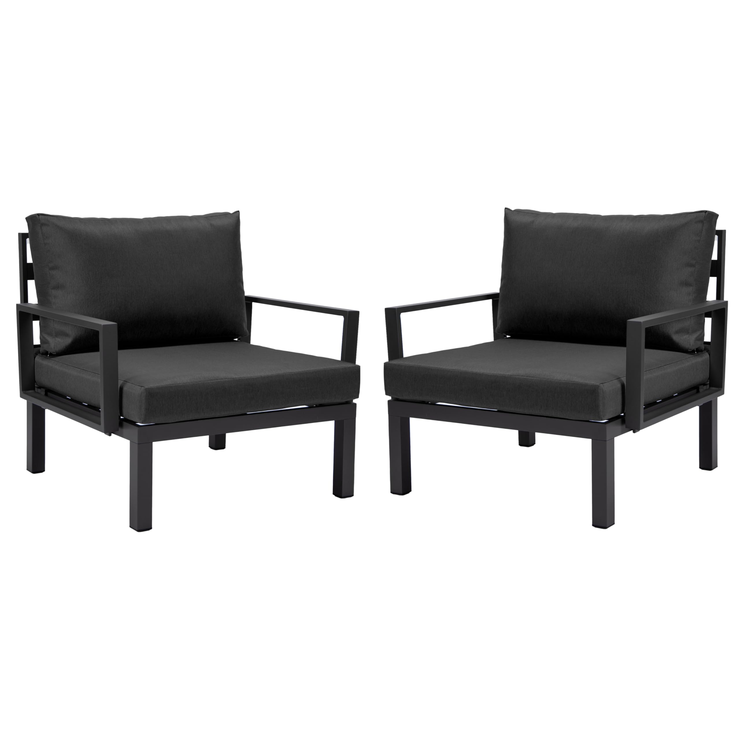 Hamilton Aluminum Patio Armchairs With Cushions Set of 2 in Black