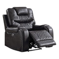 Acme Braylon Faux Leather Tufted Power Motion Recliner In Magnetite Dary Grey
