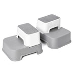 2 Step Stool For Kids (2 Packs),Double Up Step Stool For Bathroom,Potty Training,Toilet Stool, Slip Resistant,Two Step Stool For Sink(Grey)