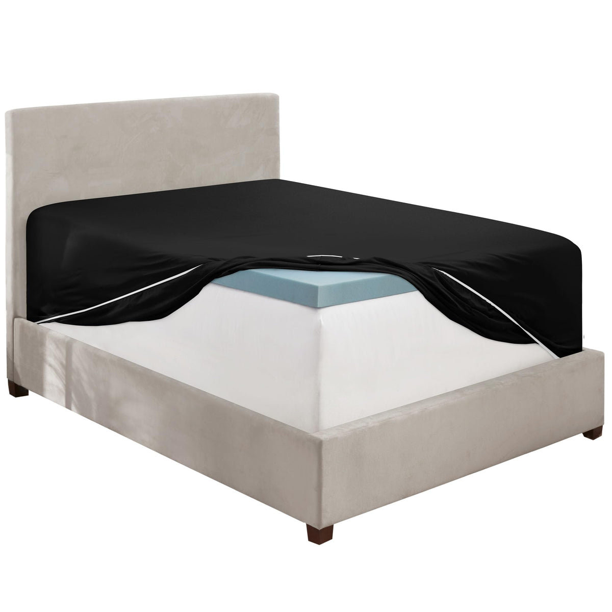 Hearth & Harbor Black California King Fitted Sheet, Extra Deep Pocket Cal King Fitted Sheet Only, 1800 Microfiber Fitted Bed Sheet, Ultra Soft Fitted Sheet California King Fits Up To 24' Mattress