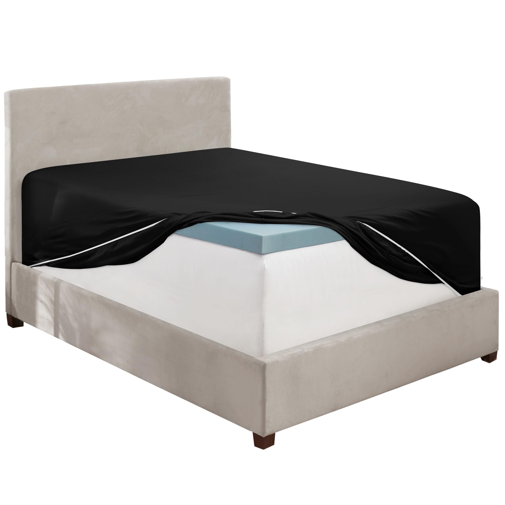 Hearth & Harbor Black California King Fitted Sheet, Extra Deep Pocket Cal King Fitted Sheet Only, 1800 Microfiber Fitted Bed Sheet, Ultra Soft Fitted Sheet California King Fits Up To 24' Mattress