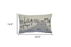 HomeRoots Cream 24' White Paris Daylight Skyline Lumbar Decorative Pillow