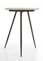 Lilola Home Neroli Oak White 24" Contemporary Round Side Table with Black Metal Base