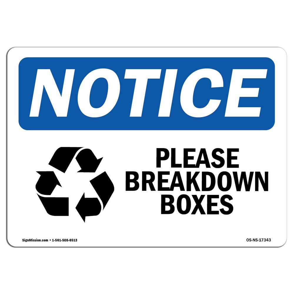 Osha Notice Sign - Please Breakdown Boxes | Aluminum Sign | Protect Your Business, Construction Site, Warehouse & Shop Area | Ma