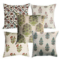 Pink Parrot Jute Cotton Multi Colour With PrintCushion Cover With Zipper 16X16 InchSet Of 5 Pcs