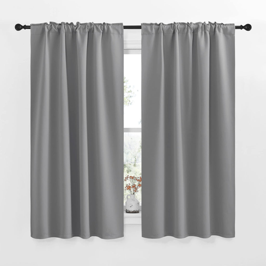 Nicetown Blackout Curtain Panels For Living Room - (Silver Grey Color) 42X63 Inch, 2 Panels Set, Thermal Insulated Room Darkening Blackout Drapes/Draperies With Rod Pocket & Back Tab For Window