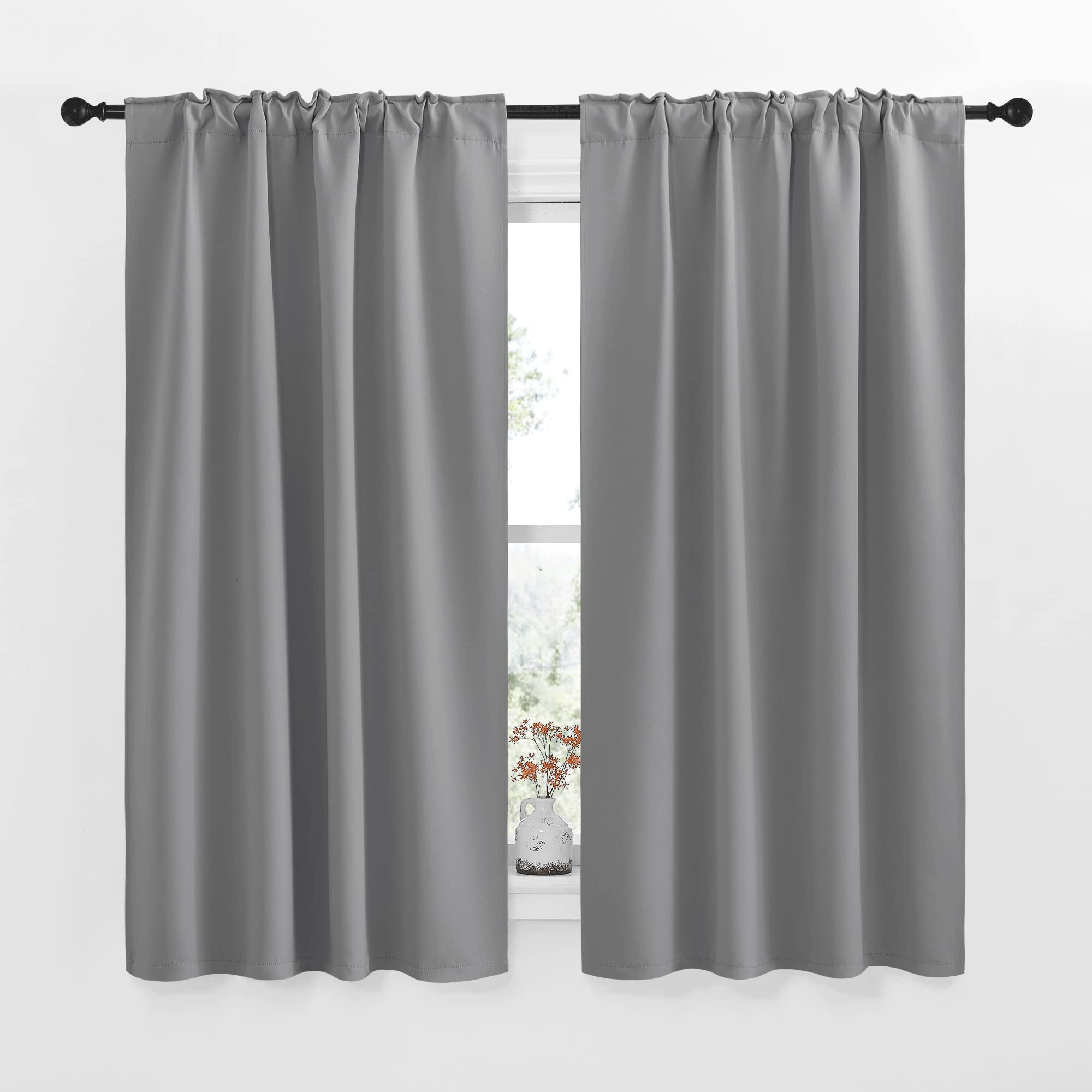 Nicetown Blackout Curtain Panels For Living Room - (Silver Grey Color) 42X63 Inch, 2 Panels Set, Thermal Insulated Room Darkening Blackout Drapes/Draperies With Rod Pocket & Back Tab For Window