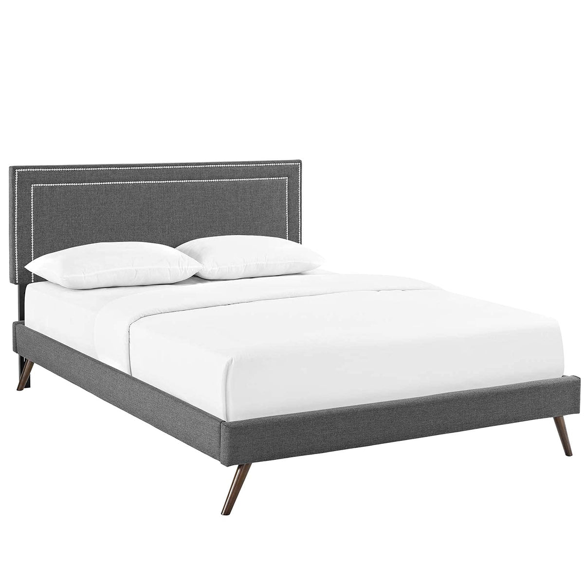 Modway Virginia Upholstered Queen Platform Bed Frame With Splayed Legs In Beige