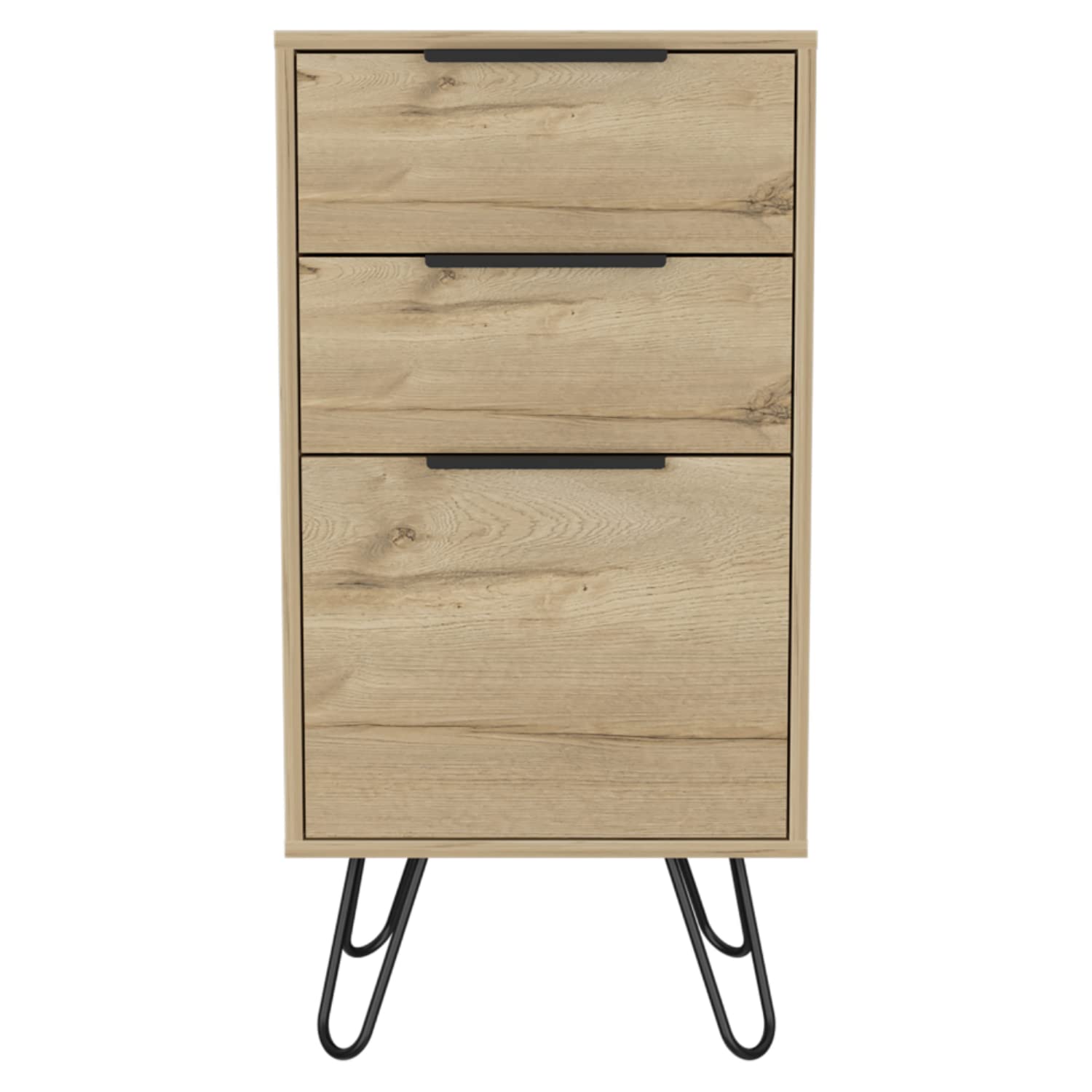 Light Dresser 35&Quot; H, 17&Quot; W, Superior Top,3 Drawers, Hairpin Legs, Light Oak