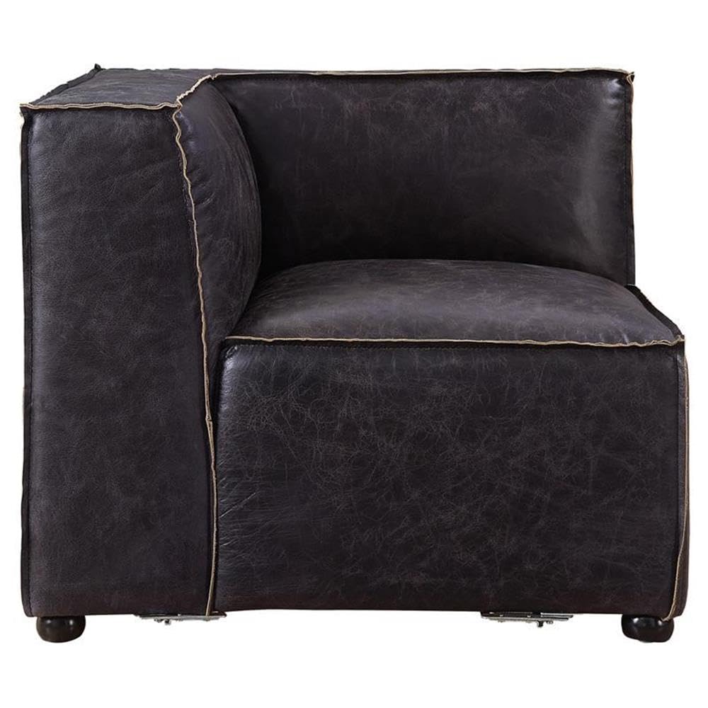 Acme Furniture Birdie Leather Upholstered Modular Wedge Chair in Antique Slate