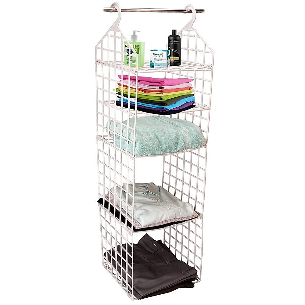 Prabodh 5 Layer Folding Hanging Clothes Storage Organizer Racks Cupboard Dormitory Closet For Students Clothes Wardrobe Shelves 