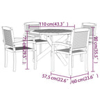 vidaXL Solid Wood Teak Patio Dining Set 5 Piece Garden Outdoor Terrace Balcony Dining Dinner Dinette Table and Chair Seat Seating Furniture