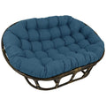 International Caravan Bali Rattan Double Papasan Chair with Solid All-Weather Cushion Sea Blue