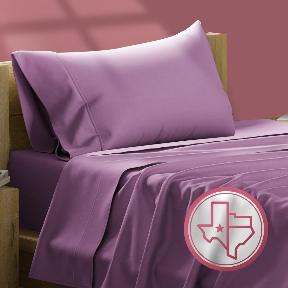 Texas Linen Co. Luxury Egyptian Cotton Twin Sheet Set - 800 Thread Count 3 Pc Plum Egyptian Cotton Sheets For Twin Size Bed, Ext