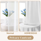 Homeideas White Kitchen Curtains 30 X 36 Inches 2 Panels Set Non-See-Through Privacy Semi Sheer Short Window Curtains Fish Bone