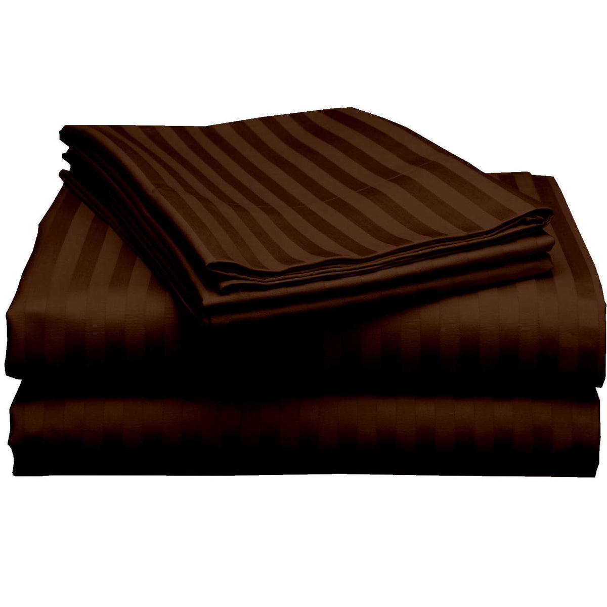 Top Split Head Queen Sheets Sets for Adjustable Beds - Split Head Flex Sheet Set - 28&quot; Split Top Queen Sheets - Chocolate Stripe 100% Cotton Sheets - 400 Thread Count Bed Sheet Set - 4 Pcs Sheet Set