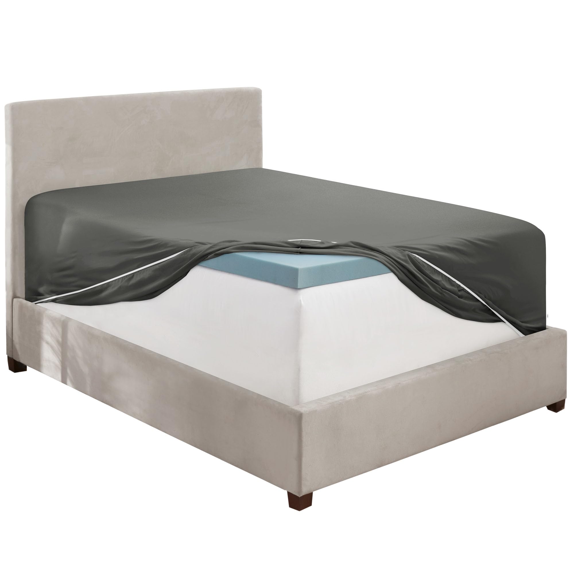Hearth & Harbor Grey California King Fitted Sheet, Extra Deep Pocket Cal King Fitted Sheet Only, 1800 Microfiber Fitted Bed Shee