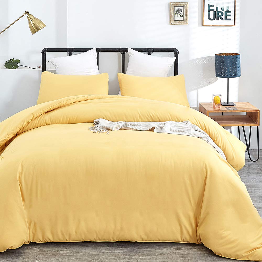 Clothknow Yellow Twin Comforter Set Light Yellow Bedding Comforter Sets Yellow Bed Comforter Yellow Bedding Sets Soft Cozy Bedding 3Pcs Yellow Bed Bedding Comforter Sets