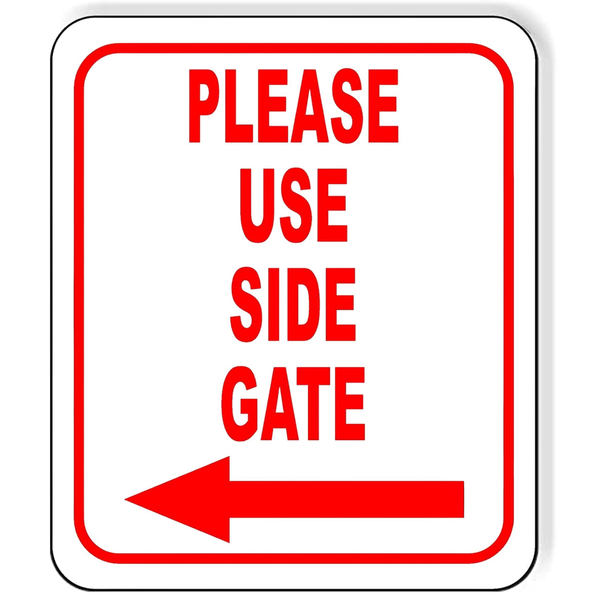 Please Use Side Gate Left Arrow Entrance Sign For Visitors Or Delivery Drivers - Signs For Outdoor Gate, Street Signs For Constr