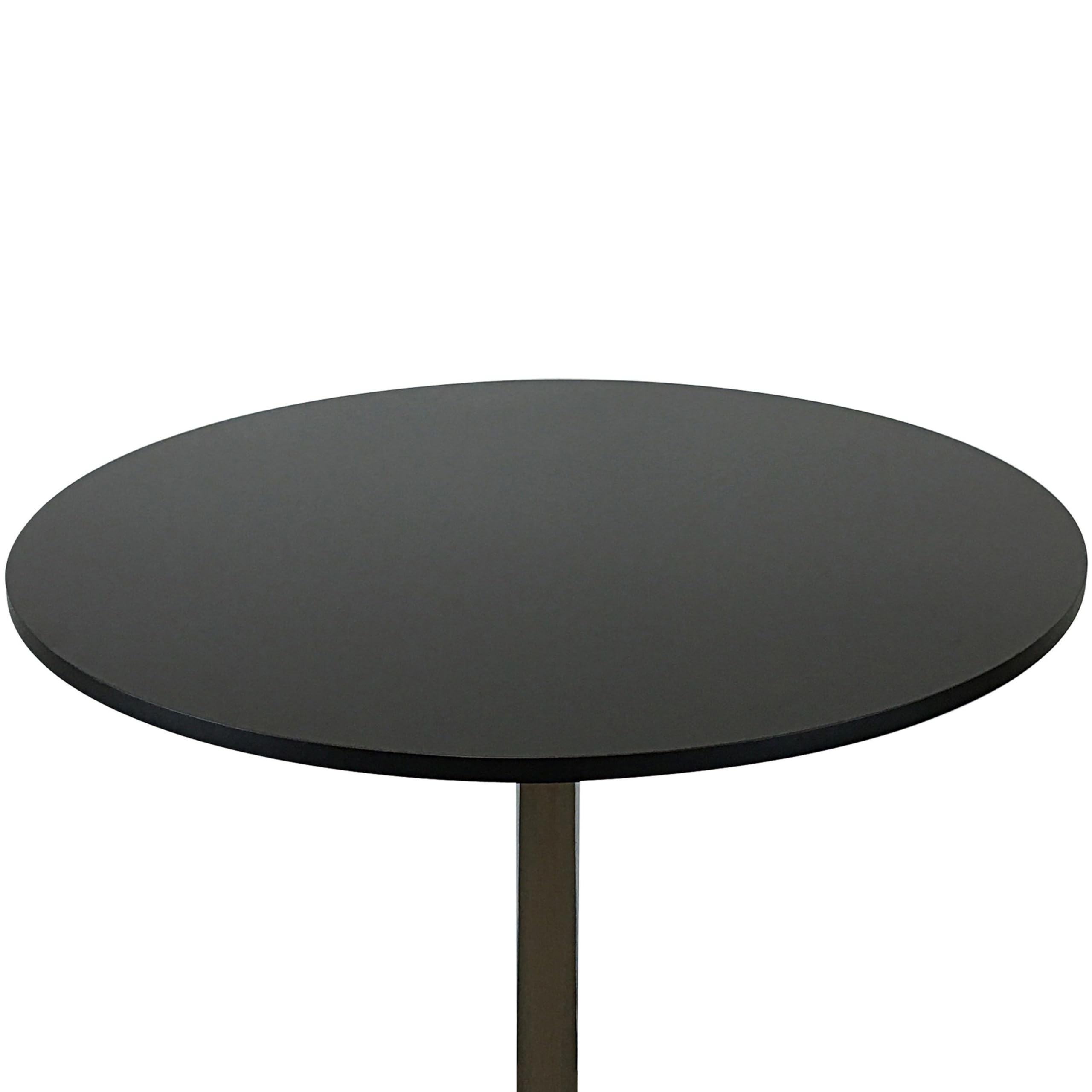 Benjara Mari 36 Inch Counter Height Table, Round Top and Stainless Steel Base, Black and Chrome