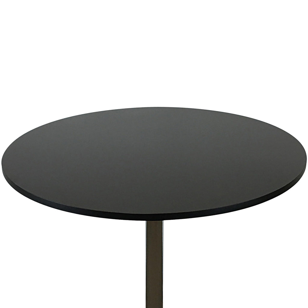 Benjara Mari 36 Inch Counter Height Table, Round Top and Stainless Steel Base, Black and Chrome