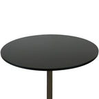 Benjara Mari 36 Inch Counter Height Table, Round Top and Stainless Steel Base, Black and Chrome