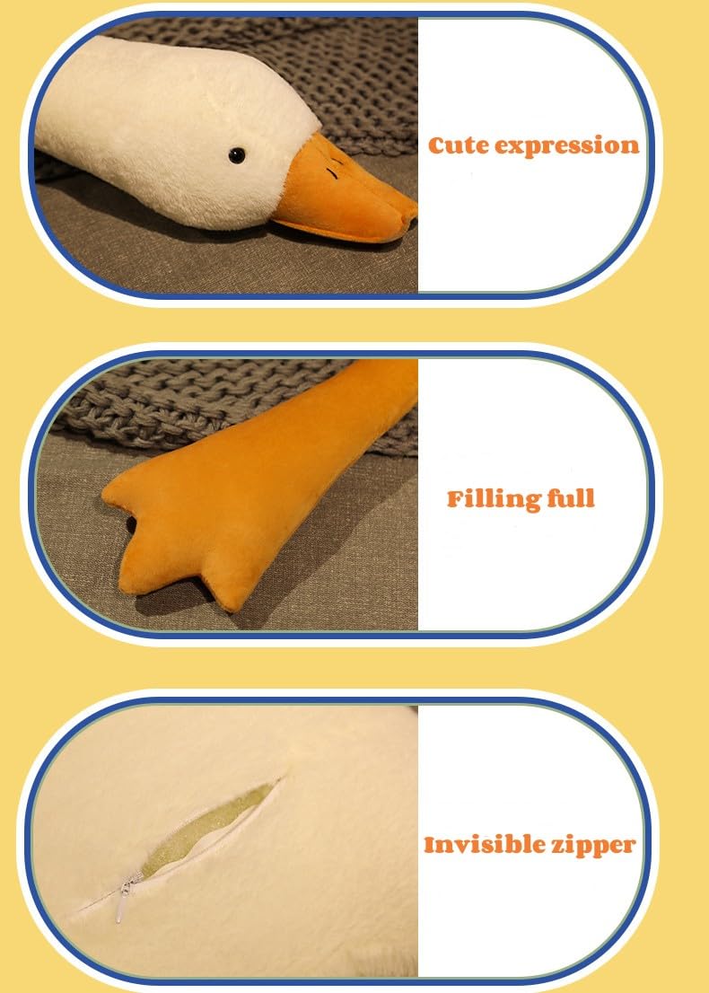 Giant Goose Stuffed Animal, 74.8 Inch Soft Goose Plush Pillow, Cute Duck Plush Toy Swan Plushie Doll Sleeping Hugging Pillows Gi