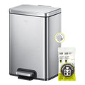 EKO Madison Matte Black 12L / 3.2 Gal Bathroom Trash Can with Lid and Removable Inner Basket, Rectangular Small Step Trash Can