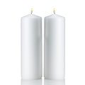 Light In The Dark White Pillar Candles - Set of 2 Unscented Candles - 9 inch Tall, 3 inch Thick - 90 Hour Clean Burn Time