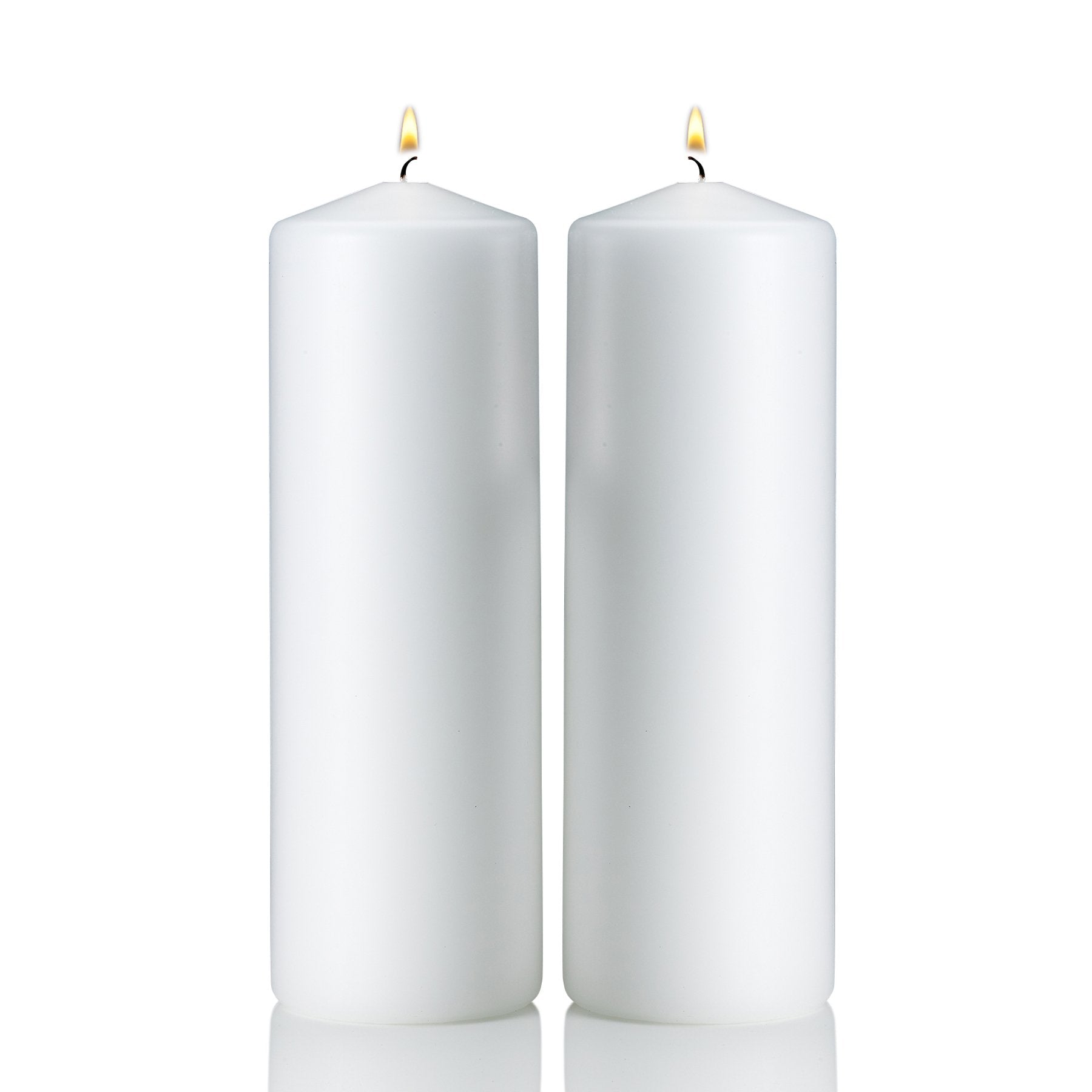 Light In The Dark White Pillar Candles - Set of 2 Unscented Candles - 9 inch Tall, 3 inch Thick - 90 Hour Clean Burn Time