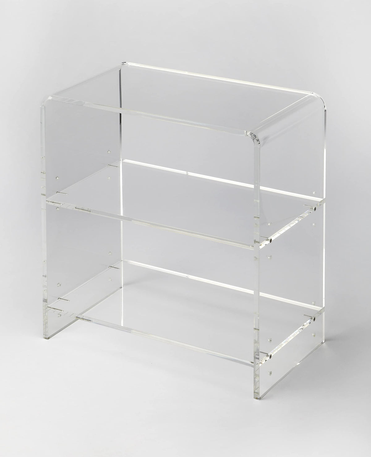 HomeRoots Acrylic, Stainless Steel Crystal Clear Acrylic Bookcase