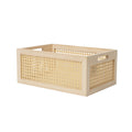 YRLSOTGE Rattan Storage Basket Wooden Box Wooden Storage Bins Rustic Boho Farmhouse Home Decor Tabletop Desk Shelf Organizer (Or