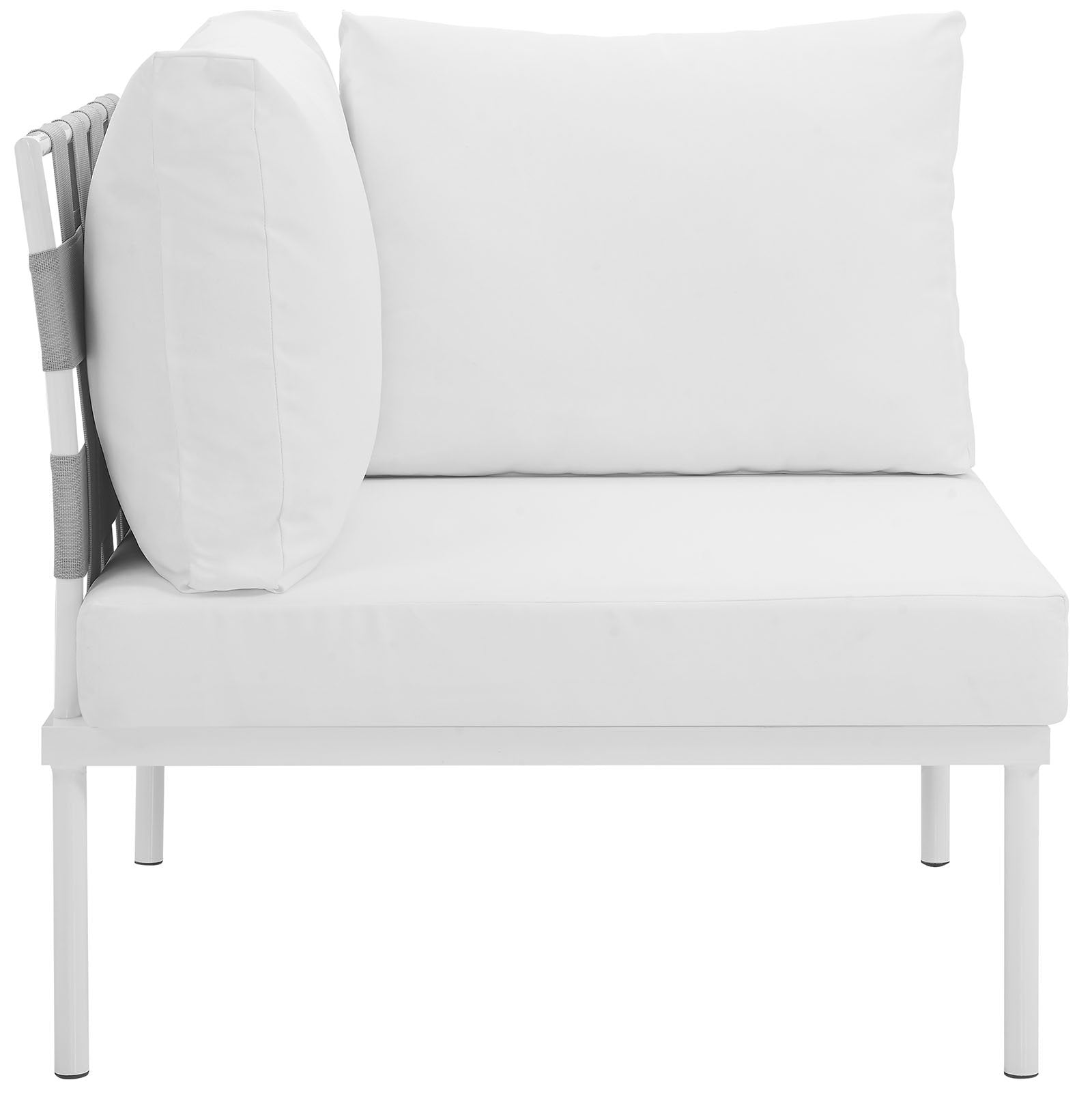 Modway Harmony Outdoor Patio Aluminum, Corner Sofa, White Beige