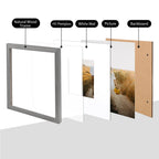 Kinlink Square 10X10 Picture Frames Grey, Solid Wood Frames With Acrylic Plexiglass For Pictures 6X6 With Mat Tabletop And Wall
