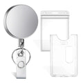 Selizo Retractable Badge Holder With Keychain Ring Clip Metal Badge Reel With Plastic Id Holder And Heavy Duty Name Card Holder