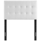 Modway Lily Twin Headboard - White Tufted Faux Leather Upholstered Bed Frame