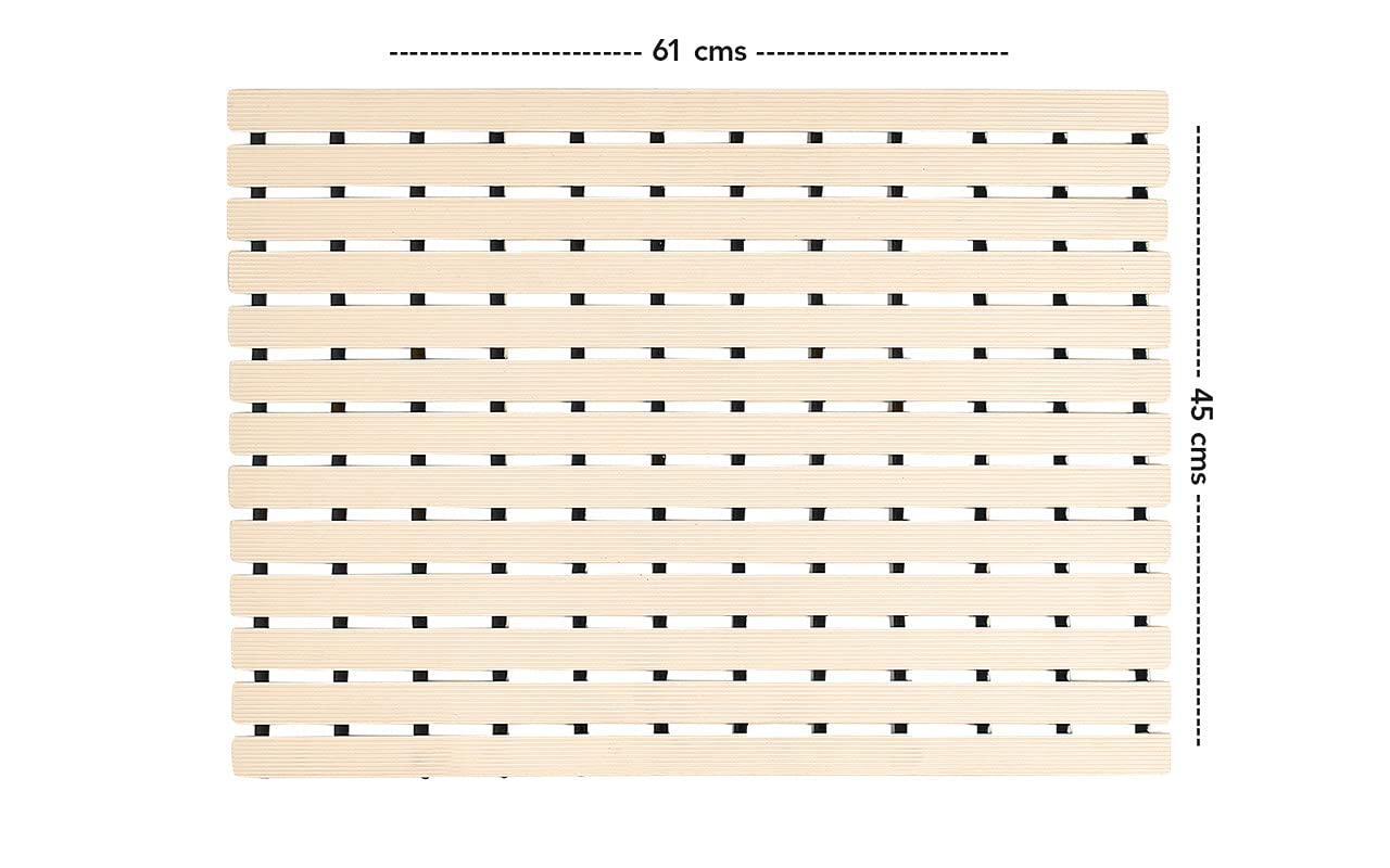 CASANEST PVC Shower Mat,Size=45 cms x 61 cms,Non Slip Bath Mat, Color =Beige