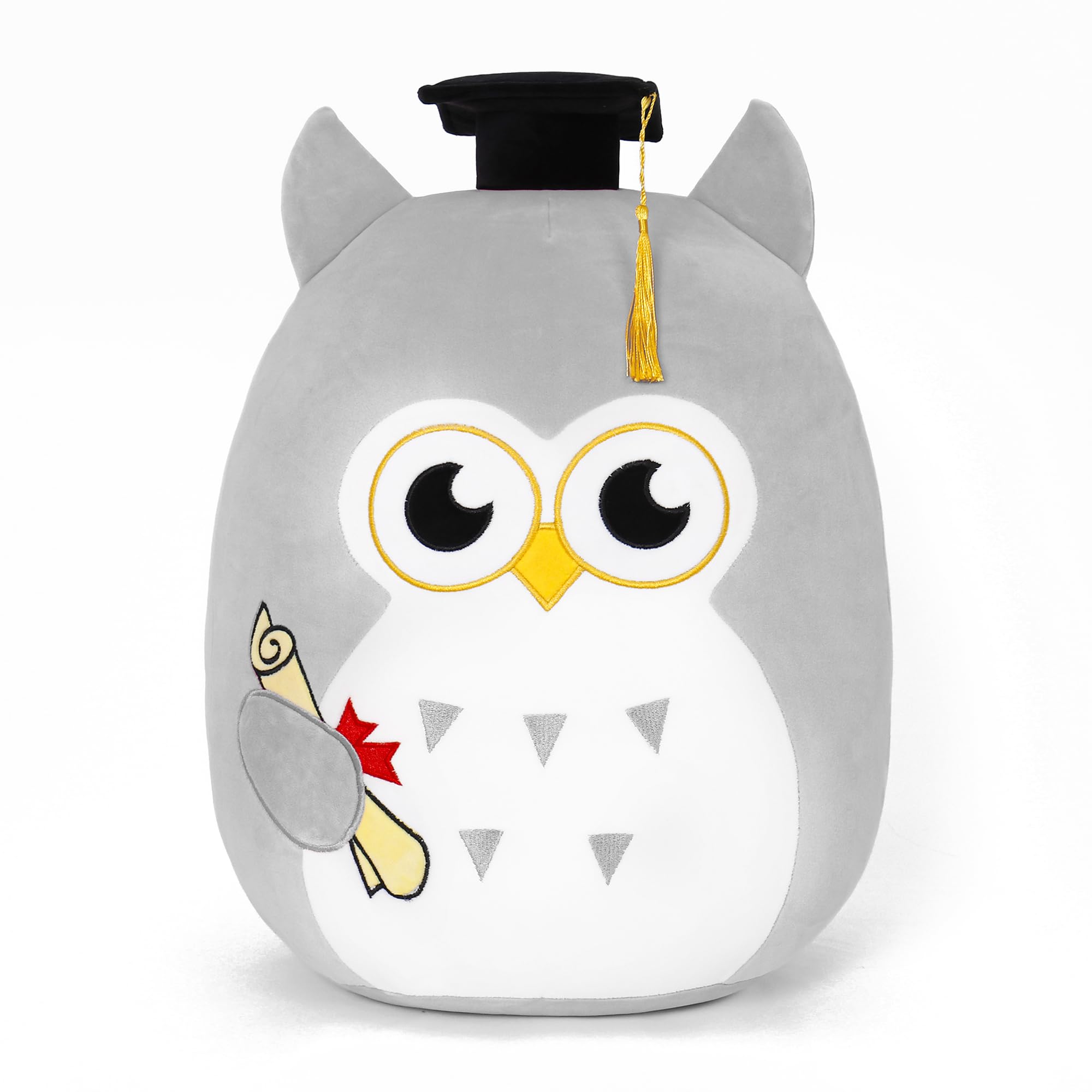 Ourhonor Graduation Plush, Soft Owl Stuffed Animals With Pink Body And Ears, Black Graduation Cap, Fringe And Diploma, Cute Pill