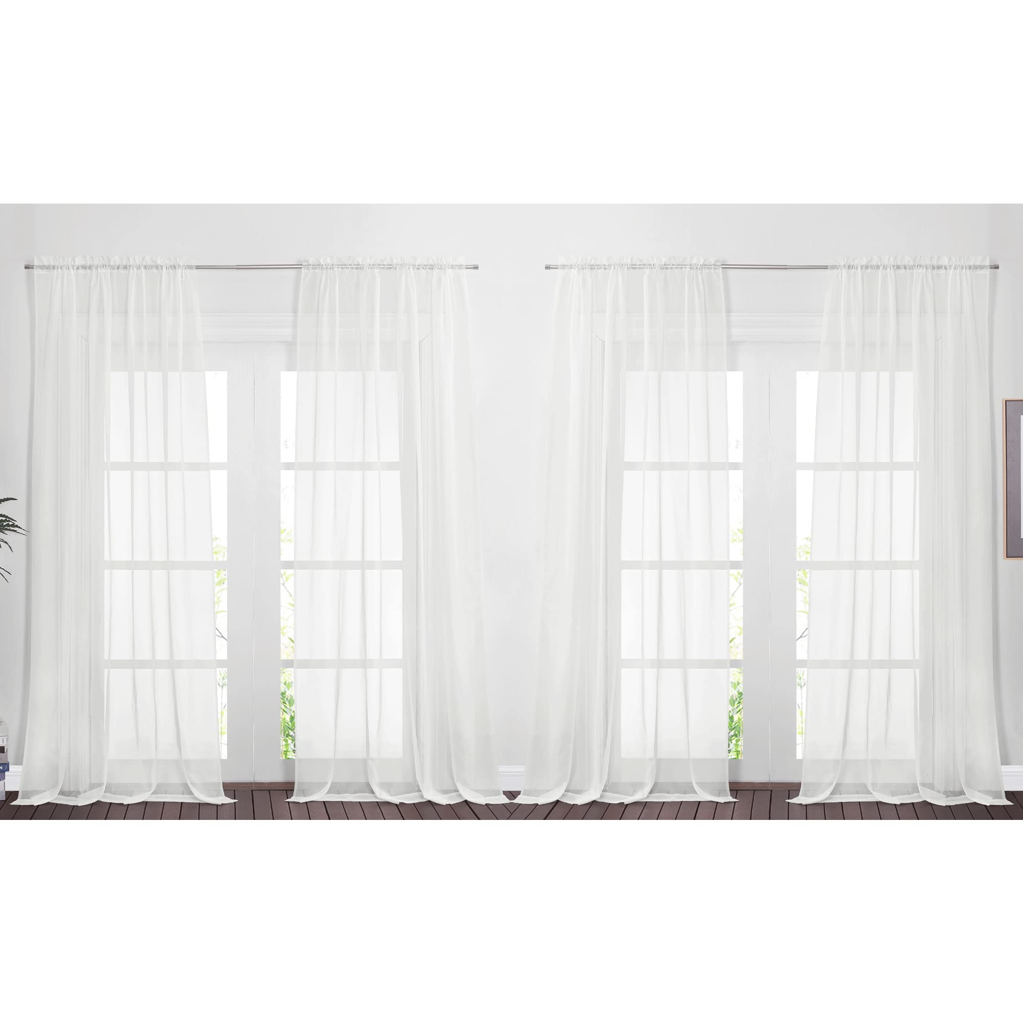 Nicetown Voile Sheer Window Curtains For Bedroom, Rod Pocket Elegant Airy Sheer Curtains Sweep The Floor For Living Room, W60 X