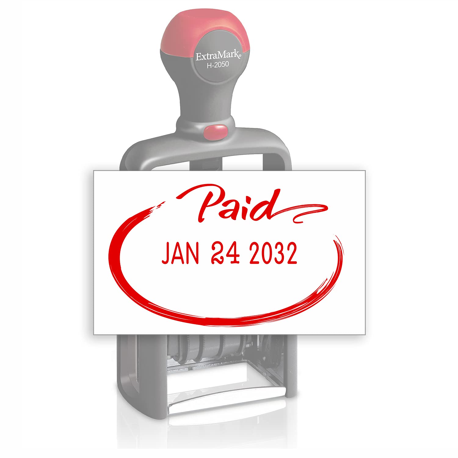 Heavy Duty Style Office Date Stamp With Paid - Self Inking Dater - Style C - Red Ink Color