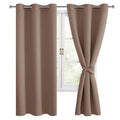 Hiasan Blackout Curtains For Bedroom, 38 X 63 Inches Length - Thermal Insulated & Light Blocking Window Curtains For Living Room, 2 Drape Panels Sewn With Tiebacks, Cappuccino