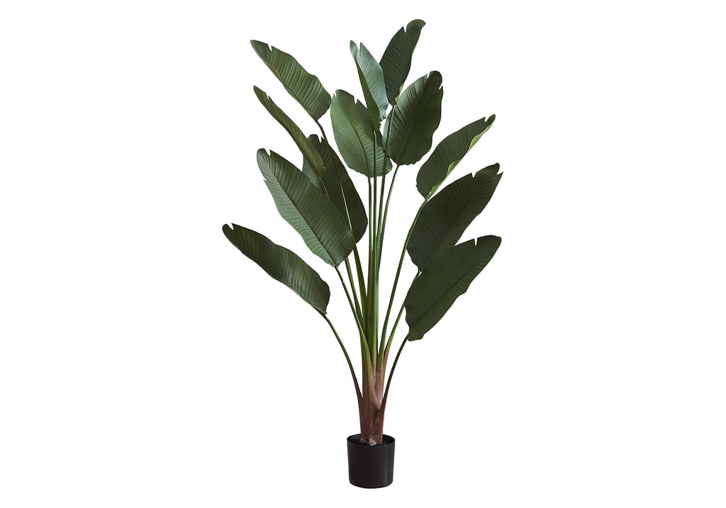 Monarch Specialties I 9591 Artificial Plant, 83' Tall, Indoor, Decorative, Floor, Palm Tree, Real Touch, Green Leaves, Black Pot