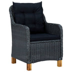 vidaXL 3-Piece Patio Lounge Set with Cushions - Poly Rattan, Dark Gray - Comfortable Outdoor Seating with Removable Cushion Covers and Sturdy Acacia Wood Legs